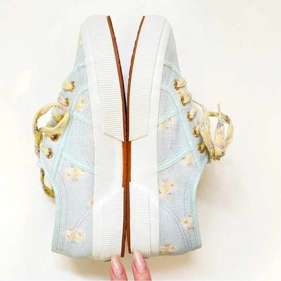 SUPERGA LOVESHACKFANCY 2750 blue yellow white floral print lace up sneaker shoe - Picture 5 of 11